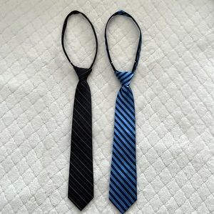 Calvin Klein & Nautical Silk Boys Adjustable Zipper ties, set of Black & Blue